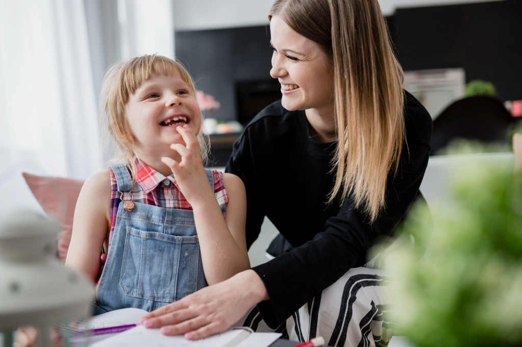 Woman with a smiling child